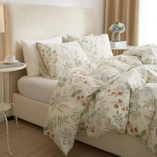 Garden Floral King Comforter Set Chic Flower Leaves Print