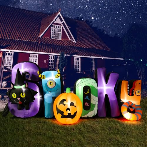 8.85 Ft Inflatable Outdoor Halloween Decor with Spooky and Black Cat (8.85FT)