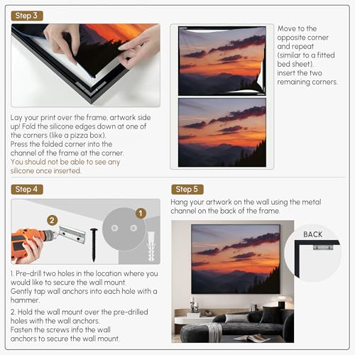 60"x72" Extra Large Framed Wall Art Scenic Sunset Over Mountain Range with Glowing Sky for Home Living Room Bedroom Decor