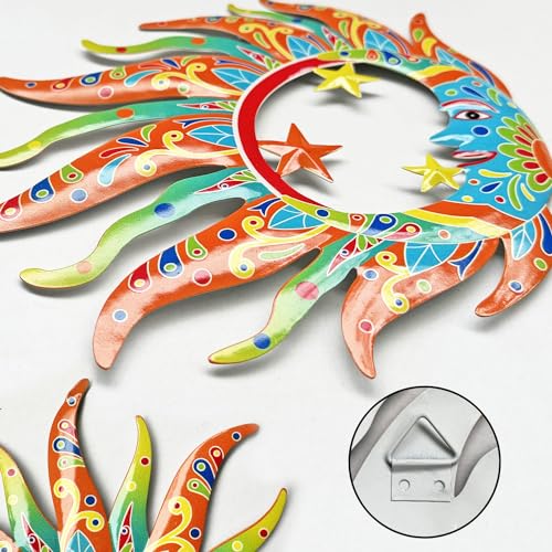 Vivid Sun Moon Sun Face Metal Wall Sculpture Set of 3 (3 Count)