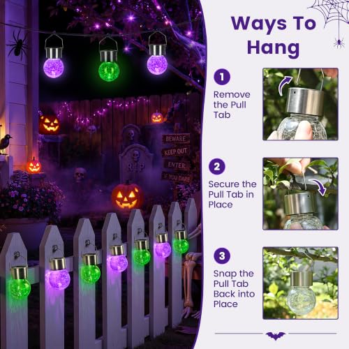 Halloween Solar Lights Outdoor Solar Hanging Lanterns Outside 12PC (12 Count)