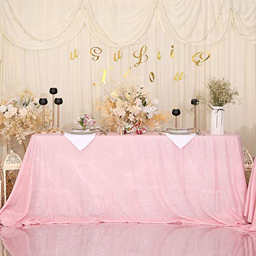 Sequin Tablecloth 60x102 Inch Pink for Birthday Wedding Party