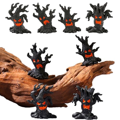 4 Pcs Halloween Micro Landscape Accessories Ghost Pile Craft Resin Miniature Figurines Miniature Tree Demon Decoration for Garden Plant Pots Bonsai Scene Ornament (4 Ounce)