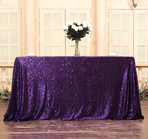 Sequin Tablecloth 50x72 Inch Purple for Wedding Halloween Party