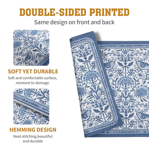 Blue Floral Boho Placemats Set of 4