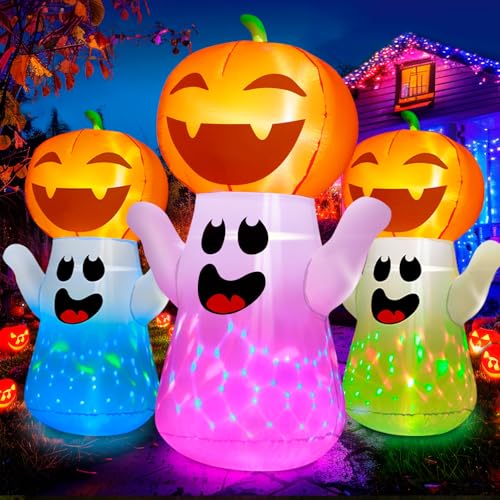 5FT Halloween Inflatables Pumpkin Ghost Built