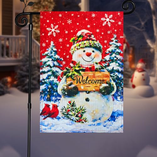 12×18 Christmas Snowman Garden Flag