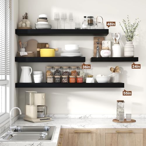 Floating Shelves 47.2" W x 10.3" D Black Set of 1