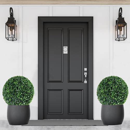 2 PCS 17.7 inch 2 Layers Artificial Plant Topiary Ball Faux Boxwood