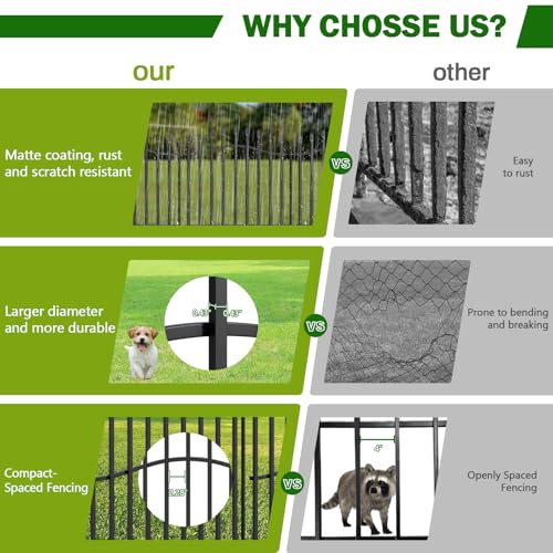 No Dig Garden Fence 24" H x 22.5'L Decorative Yard Dog Outdoor Panels (4.82 Sq Ft)