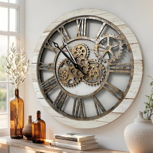 The Gears Clock The Original Real Moving Gear Wall Clock Vintage Industrial Oversized Rustic Farmhouse