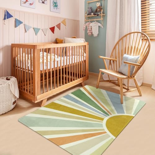 Boho Washable Rug 3'x5' Kids Area Rug for Playroom