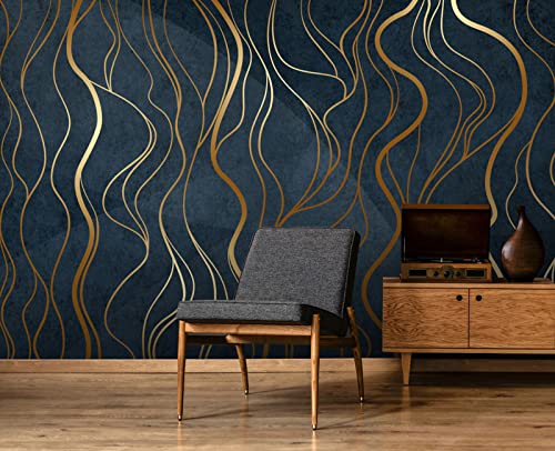Simple Golden Lines wall Mural Wallpaper for Bedroom 103" x 69" (49 Sq Ft)