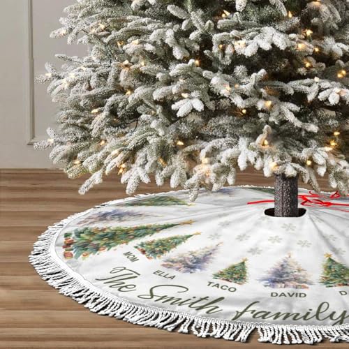 Custom Family Tree Christmas Tree Skirt with Name