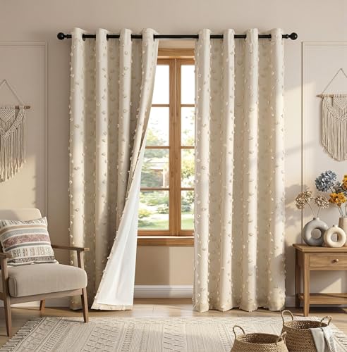 Beige Blackout Curtains for Living Room 84 Inches Long 2 Panels (2 Count)