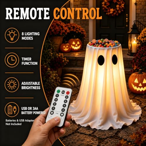 30" Glowing Ghost Candy Bowl Stand (LED-GHOST-CANDY-HOLDER)