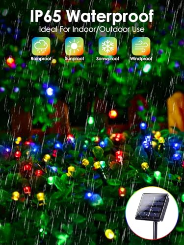 Solar Christmas Lights Outdoor 2 Pack 66FT 200 LED String Lights Multicolor (2 Count)