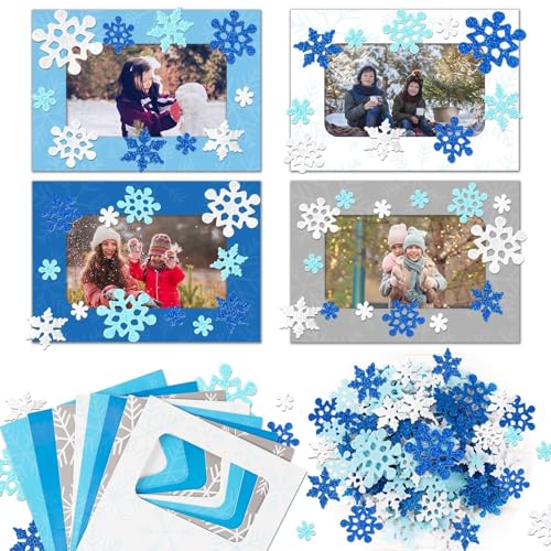 28 Packs Winter Picture Frame Craft Kits for Kids (28 Count)