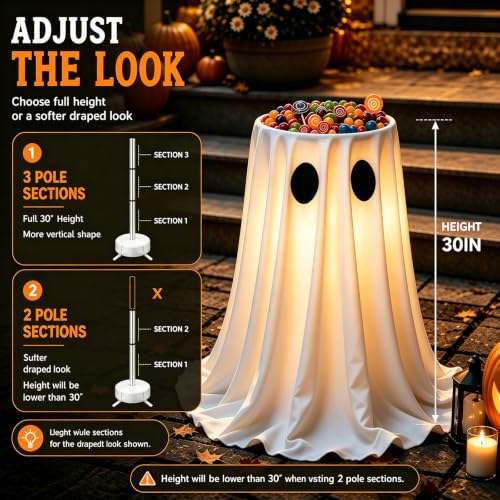 30" Glowing Ghost Candy Bowl Stand (LED-GHOST-CANDY-HOLDER)