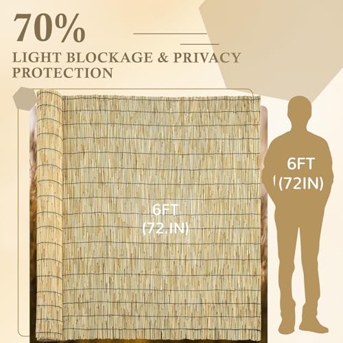 Natural 2 Pack 6FT X16.4FT Reed Fencing Roll Bamboo Privacy Screen (196.8 Sq Ft)