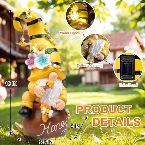 13" Garden Solar Spring Gnomes Statues Outdoor