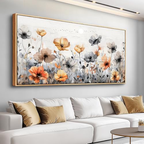 Wood Framed Canvas Wall Art For Living Room Large Wall Decor For Office Bedroom Decorations Flowers Landscape Pictures Farmhouse Paintings Artwork Aesthetic Mural Home Decor 30x60 In