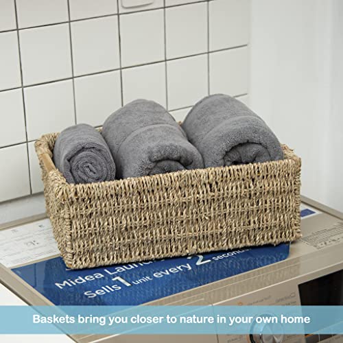 Large Natural Wicker Basket Rectangular with Wooden Handles
