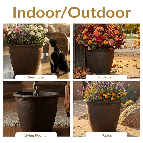 Sunnydaze Anjelica 20'' Large Plastic Planter Pot for Plants (4 Count)