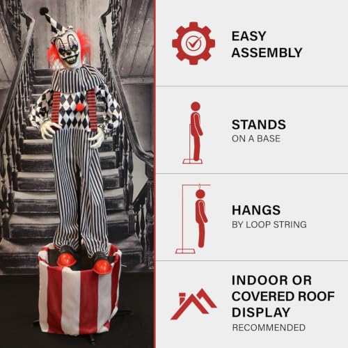 5.9 Ft. Talking Clown on Stage Halloween Animatronic (6ft Clown on Stand)