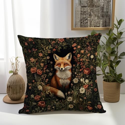 William Morris Abstract Vintage Floral Fox Design Velvet Throw Pillow Covers Home Decor