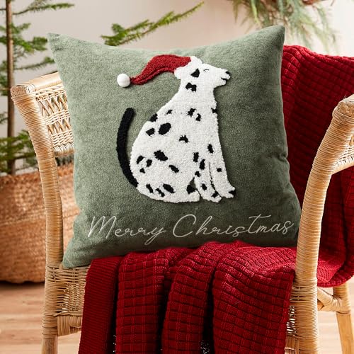 Cute Spotted Dog Christmas Pillow Covers 18x18