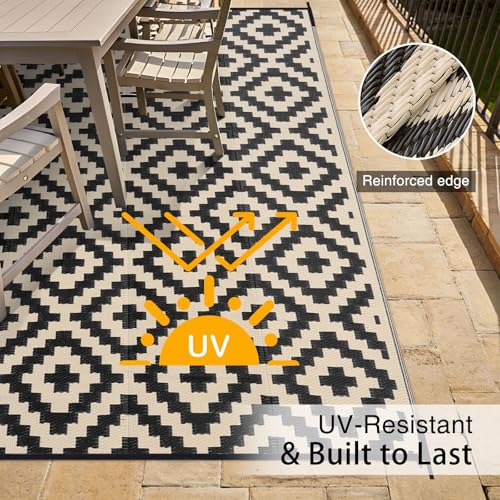 Outdoor Rug 9x12 ft Waterproof Reversible Mat