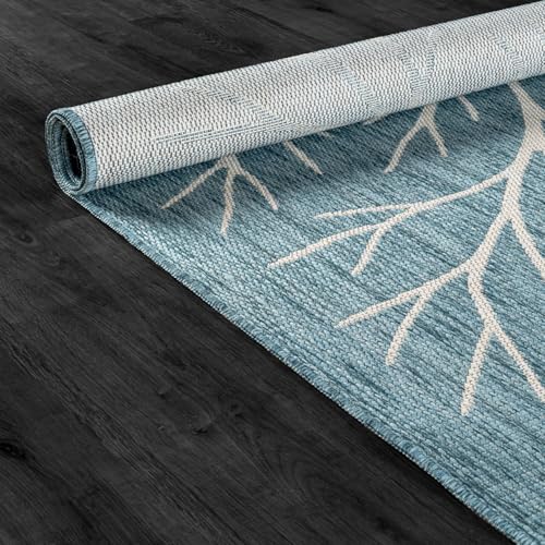 Washable Indoor Outdoor Rug 9x12 Modern Area Rugs Branch Pattern Non Shedding Waterproof Easy Clean Patio Deck Porch Living Room Bedroom Garden RV (108 Sq Ft)