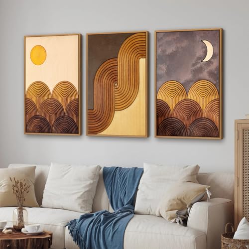 Mid Century Modern Framed Canvas Wall Art Set