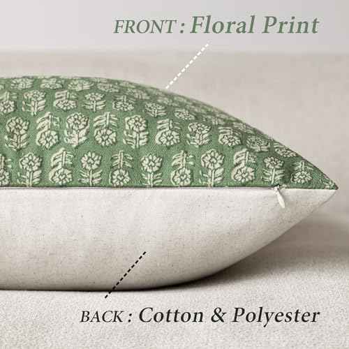 Decorative Floral Print Throw Pillow Covers 20×20 Forest Green (2 Count)