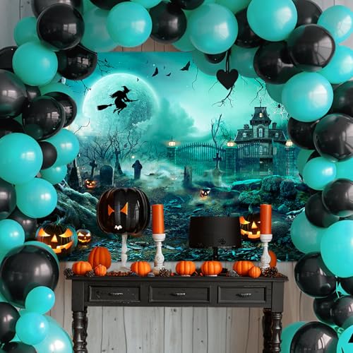 7x5ft Green Halloween Backdrop Spooky Photography Background
