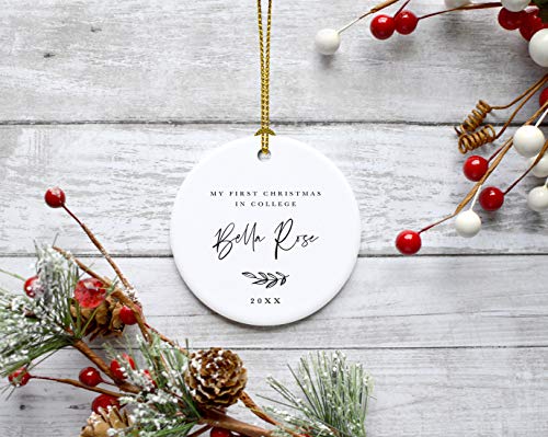 Personalized Round Ceramic Porcelain Christmas Tree Ornament Keepsake Collectible Gift