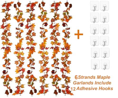 6 Pack Fall Maple Garland (35.4 Foot)