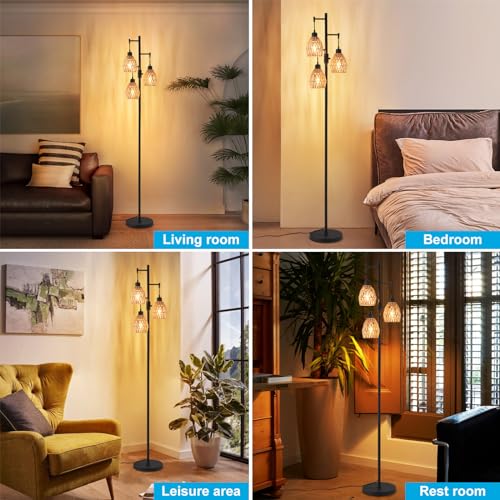 Boho Rattan Floor Lamp
