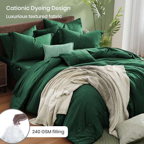 Queen Size Comforter Set 7 Pieces Emerald Green Bed in a Bag