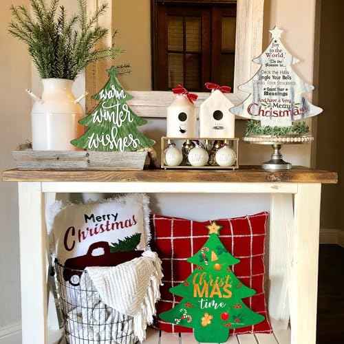 Wooden Christmastree Ornaments for Paint Christmas Decorations Cutouts Unfinished 6Pack