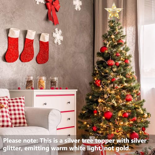 Silver 3D Christmas Star Tree Topper