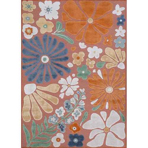 Outdoor Rug 9x12 Large Modern Floral Tropical Area Rugs for Outdoor and Indoor Patio Easy to Clean Non Shedding Living Room Porch Garden Washable Outside Carpet (108 Sq Ft)