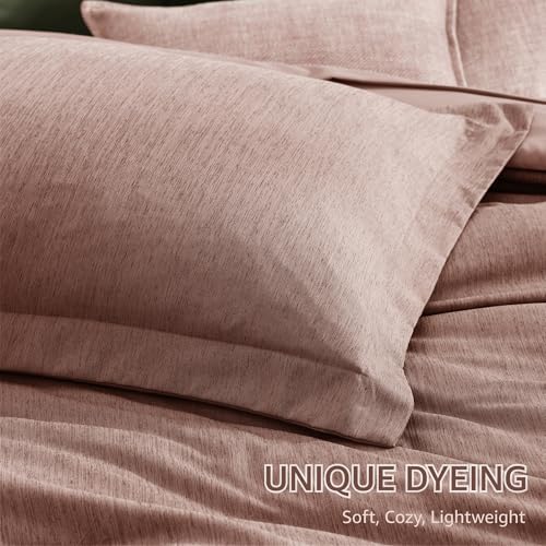 Queen Comforter Set 7 Pieces Dusty Pink Cationic Dyeing Bed in a Bag