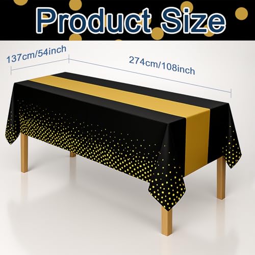 6Pcs Black and Gold Graduation Tablecloth