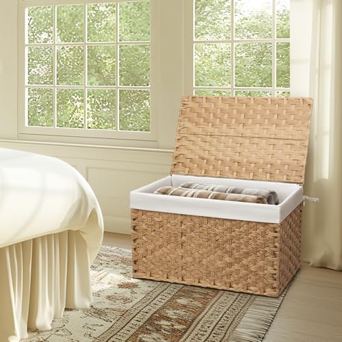 Large Wicker Storage Basket with Lid