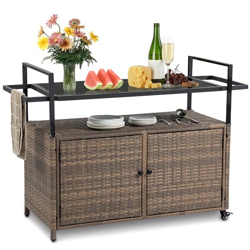 Wicker Outdoor Bar Cart