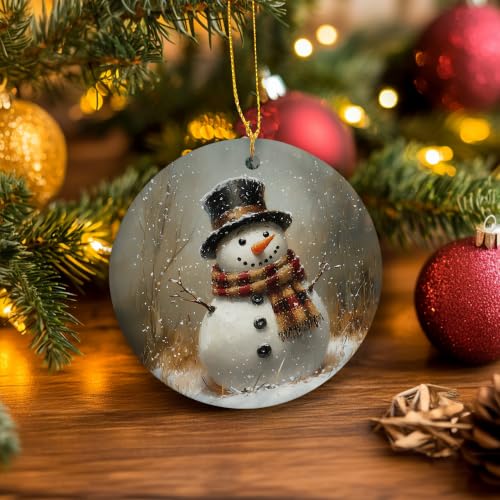 Vintage Winter Snowman Christmas Ceramic Ornament Gifts