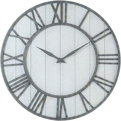 Oldtown Farmhouse Metal & Solid Wood Noiseless Wall Clock