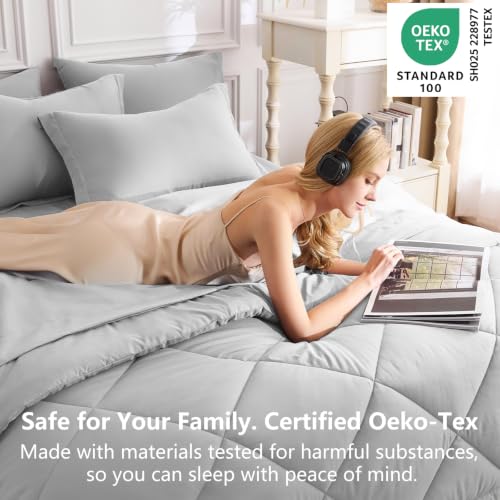 Oversized King Comforter Set Light Grey
